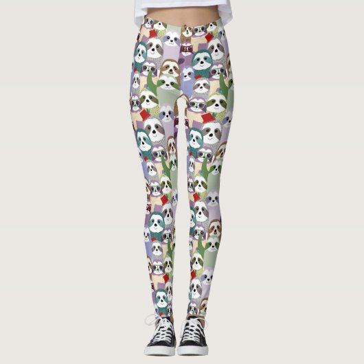 Niedliches Sloth-Muster Leggings (Vorderseite)