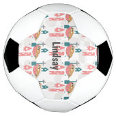 Niedliches Sloth Muster Monogram Name Soccer Ball (Gedreht)