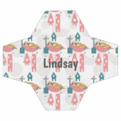 Niedliches Sloth Muster Monogram Name Soccer Ball (Flach)