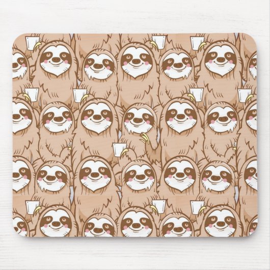 Niedliches Sloth-Muster Mousepad (Vorne)