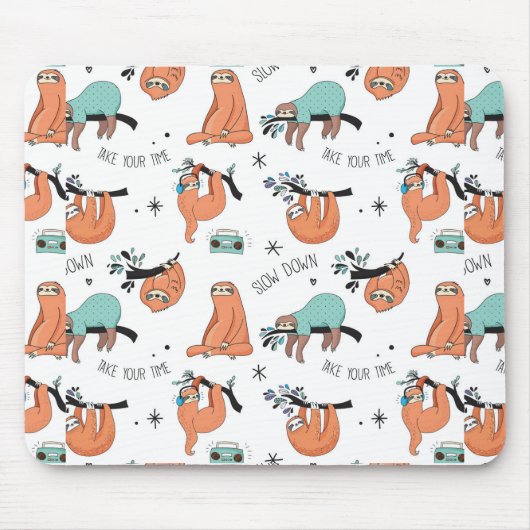 Niedliches Sloth-Muster Mousepad (Vorne)
