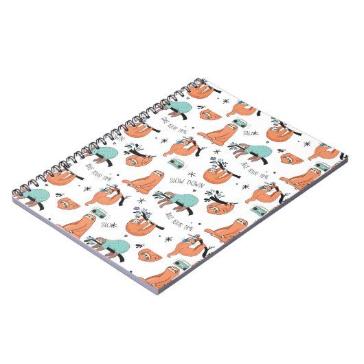 Niedliches Sloth-Muster Notizblock (Linke Seite)