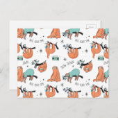 Niedliches Sloth-Muster Postkarte (Vorne/Hinten)
