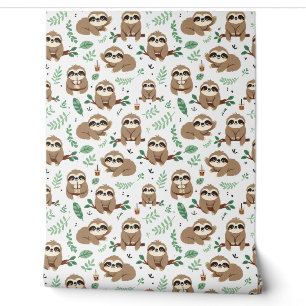 Niedliches Sloth-Muster Tapete