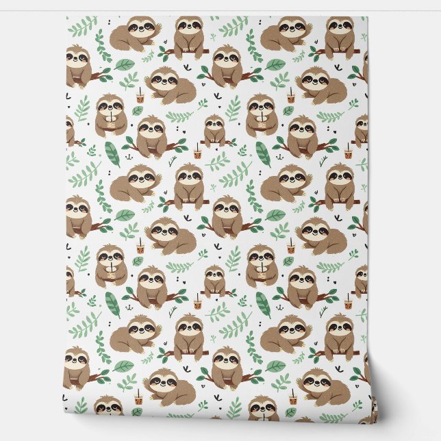 Niedliches Sloth-Muster Tapete (Abrollen)