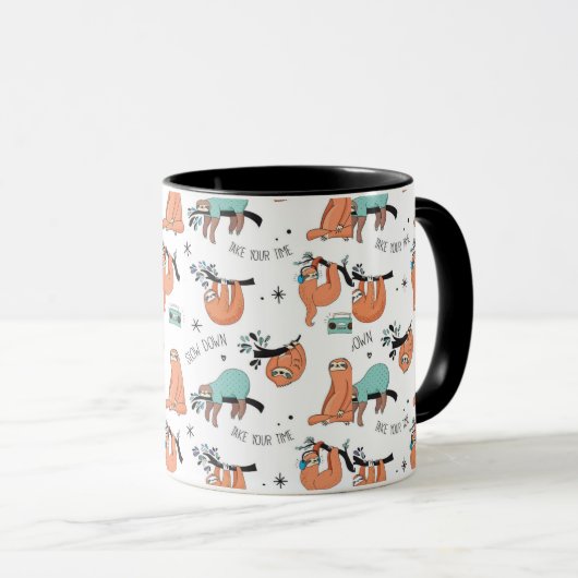 Niedliches Sloth-Muster Tasse (VorderseiteRechts)