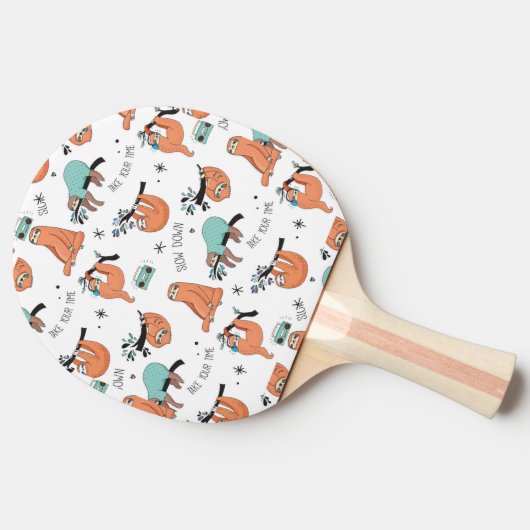 Niedliches Sloth-Muster Tischtennis Schläger (Seitenansicht)