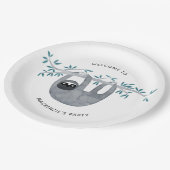 Niedliches Sloth-Party Pappteller (Schrägansicht)