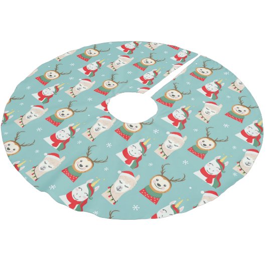 Niedliches Sloth Pattern Polyester Tree Skirt Polyester Weihnachtsbaumdecke (Schrägansicht)