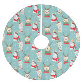 Niedliches Sloth Pattern Polyester Tree Skirt Polyester Weihnachtsbaumdecke (Vorderseite)