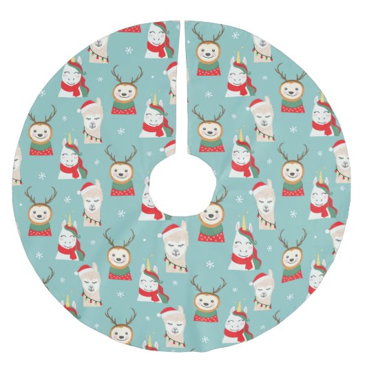 Niedliches Sloth Pattern Polyester Tree Skirt Polyester Weihnachtsbaumdecke (Vorderseite)