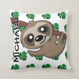 Niedliches Sloth Rainforest Dschungel Cartoon Nick Kissen