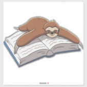 Niedliches Sloth Reading Book Aufkleber (Blatt)