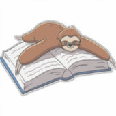 Niedliches Sloth Reading Book Aufkleber (Vorderseite)