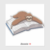 Niedliches Sloth Reading Book Aufkleber (Blatt)