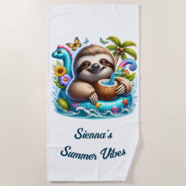Niedliches Sloth Summer Vacation Beach Handtuch