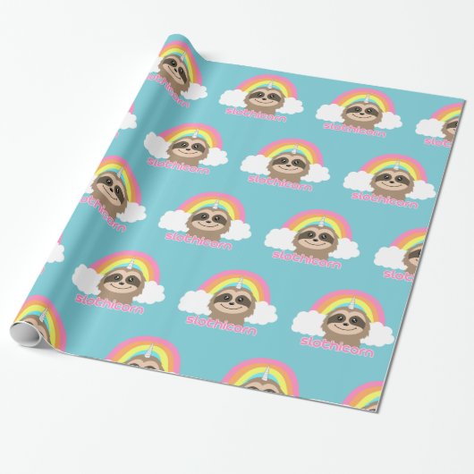 Niedliches Slothunicorn-Verpackungs-Papier Geschenkpapier (Ungerollt)