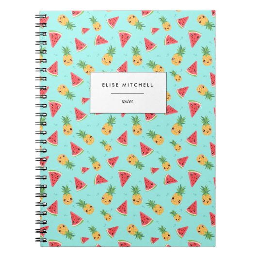 Niedliches Smiling Kawaii Watermelon & Ananas Must Notizblock (Vorderseite)