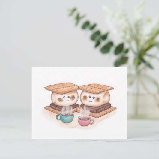 Niedliches S'mores Coupé-Datum Postkarte (Stehend Vorderseite)