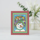 NIEDLICHES SNOWGIRN IN DER CHRISTMAS PARTY HAT, FA POSTKARTE (Stehend Vorderseite)