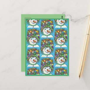 NIEDLICHES SNOWGIRN IN DER CHRISTMAS PARTY HAT, FA POSTKARTE