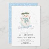 Niedliches Snowman Baby Es ist kalte Außendusche Einladung (Vorne/Hinten)