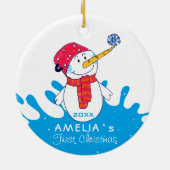 Niedliches Snowman Baby Keramik Ornament (Hinten)
