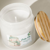Niedliches Snowman Cedar Pine Candle Design Rechteckiger Aufkleber