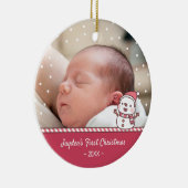 Niedliches Snowman Doodle Baby's First Christmas F Keramik Ornament (Rechts)
