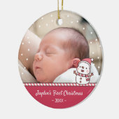 Niedliches Snowman Doodle Baby's First Christmas F Keramik Ornament (Links)