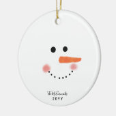 Niedliches Snowman Face Script Personalisiertes Ja Keramik Ornament (Links)