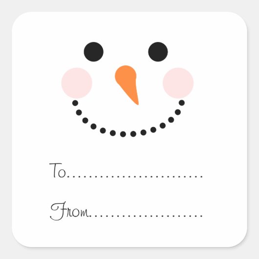 Niedliches Snowman-Gesicht bis vom Weihnachtsnacht Quadratischer Aufkleber (Vorderseite)