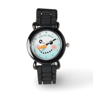Niedliches Snowman-Gesicht mit Karotten-Nase Armbanduhr