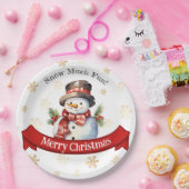 Niedliches Snowman Red & Gold Party Pappteller (Party)