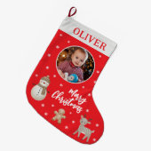 Niedliches Snowman Reindeer Gingerbrot Snowflake F Großer Weihnachtsstrumpf (Vorderansicht (hängend))