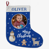 Niedliches Snowman Reindeer Gingerbrot Snowflake F Großer Weihnachtsstrumpf (Vorderseite)