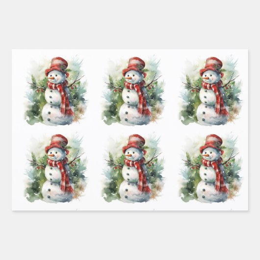 Niedliches Snowman Set MIT 3 Designs Geschenkpapier Set (Vorderseite 2)