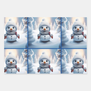 Niedliches Snowman Set MIT 3 Designs Geschenkpapier Set