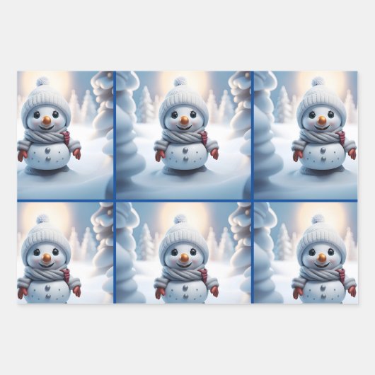 Niedliches Snowman Set MIT 3 Designs Geschenkpapier Set (Vorderseite)
