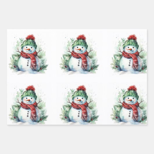 Niedliches Snowman Set MIT 3 Designs Geschenkpapier Set (Vorderseite 3)
