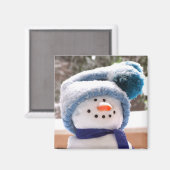Niedliches Snowman Square Magnet (Vorderseite/Rückseite)