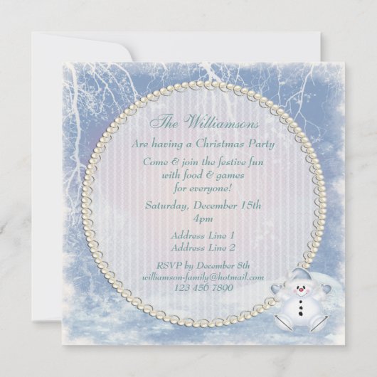 Niedliches Snowman-u. Einladung (Rückseite)