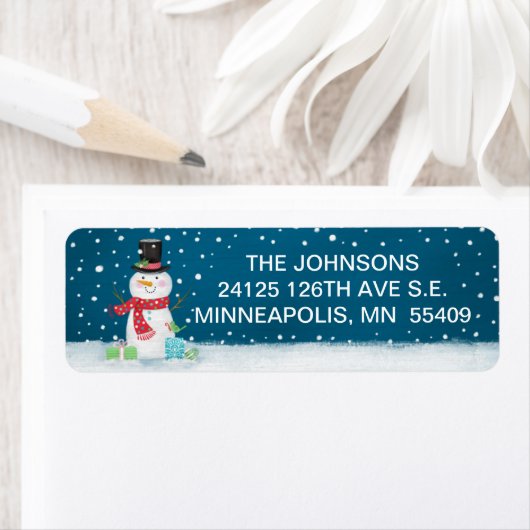 Niedliches Snowman-Weihnachtsadressen-Label (Insitu)