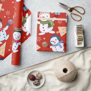 Niedliches Snowman Weihnachtsbaumgeschenk Muster Geschenkpapier