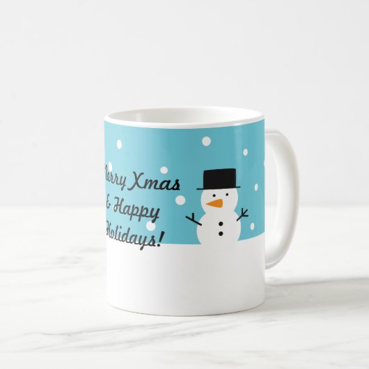 Niedliches Snowman-Winter-Schnee-Weihnachten Kaffeetasse (VorderseiteRechts)