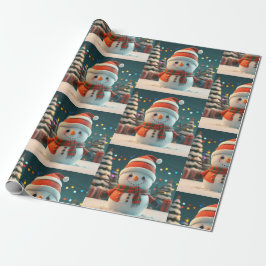 NIEDLICHES SNOWMAN WRAPPING PAPIER GESCHENKPAPIER