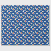 Niedliches Snowmen Navy Blue Pattern Geschenkpapier (Flach)