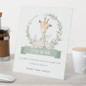 Niedliches Soft Giraffe Floral Baby Dusche Maßgesc Sockelschild (In Situ)