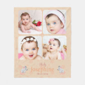 Niedliches Soft Peach Baby Name Foto Fleecedecke (Vorderseite)