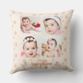 Niedliches Soft Peach Baby Name Foto Kissen (Rückseite)